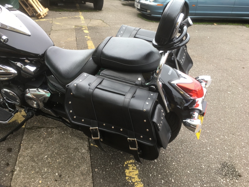 LEGEND Black PU Saddle Bag Cruiser Motorcycle Bikers Panniers Leather Look SD 26 